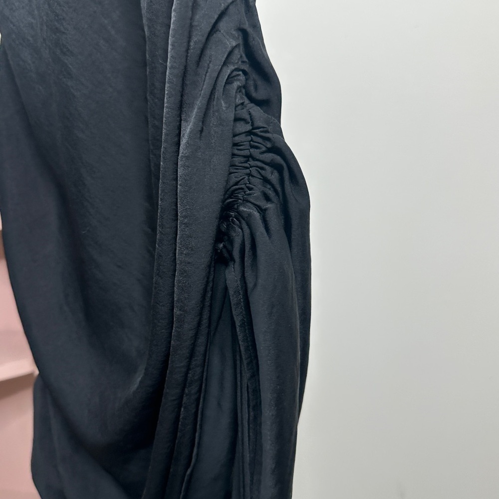 Express Elegant Black Slip Dress Ruched Tie Sides MEDIUM - Picture 3 of 6